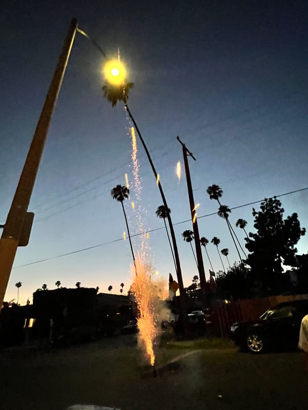 Fireworks being shot in El Sereno on the 4th of July.